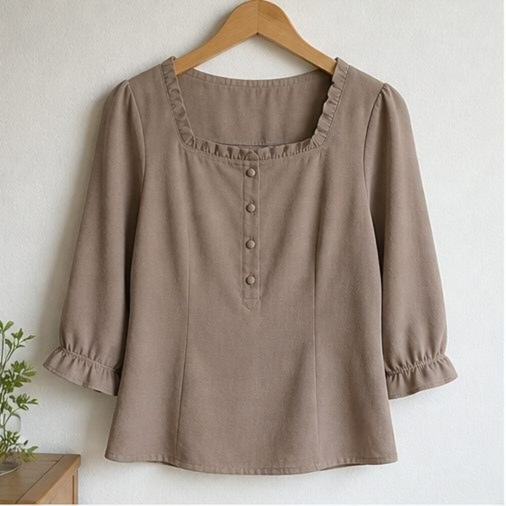 Taupe Tie Neck Blouse